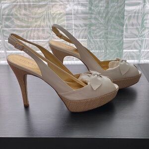 Guess Cream Platform Slingback Heels